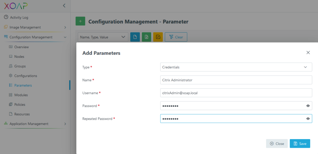 Step 1 of how to install and configure Citrix components using XOAP's Application and Configuration Management