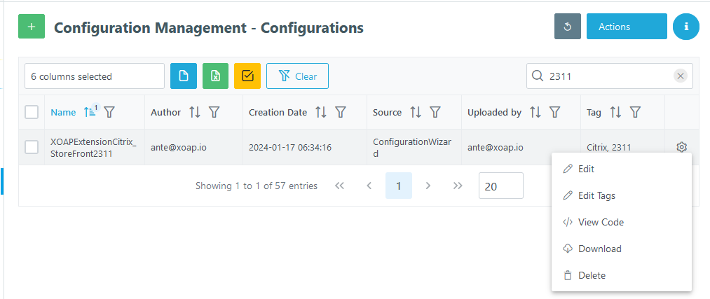 dropdown menu in configurations