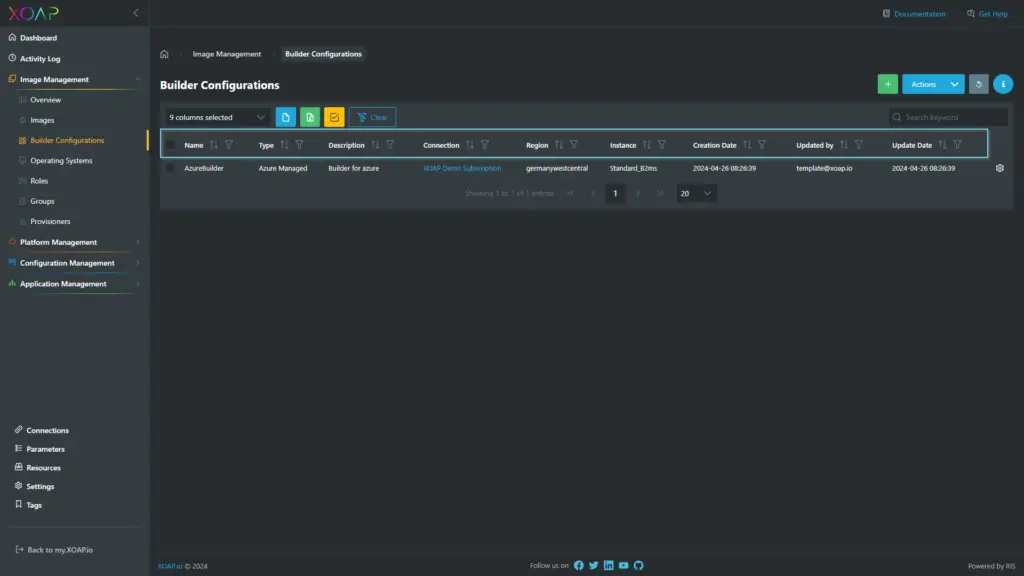 Builder table view