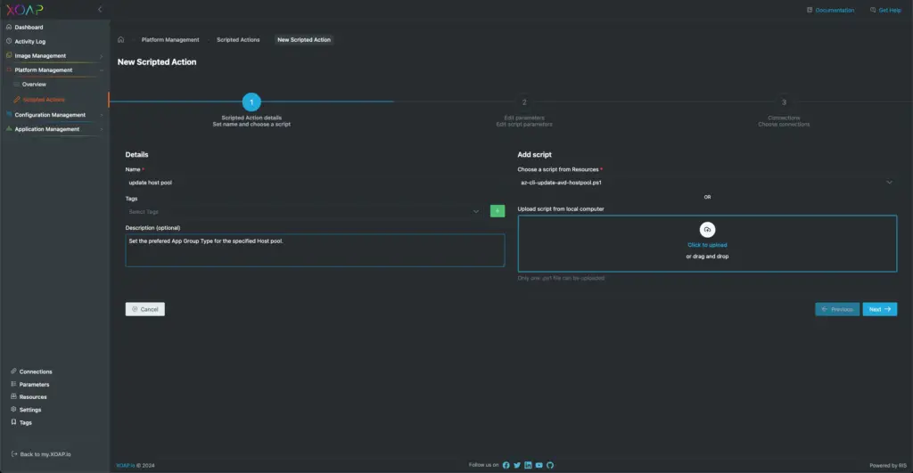 Host pool script, Step 1