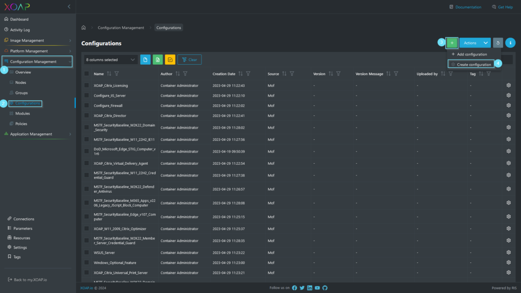 Configuration in XOAP