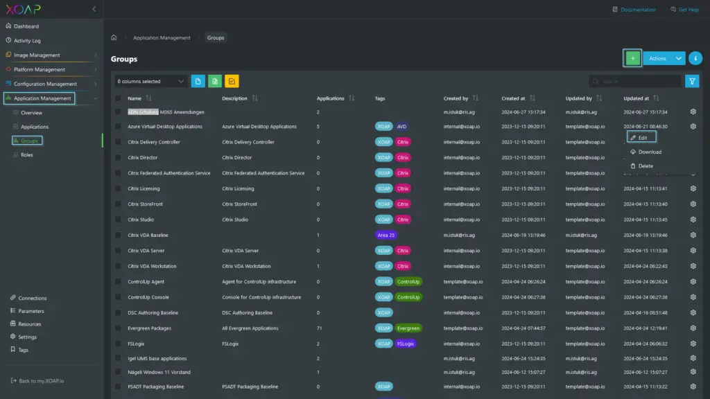 Create a new group or edit an existing one