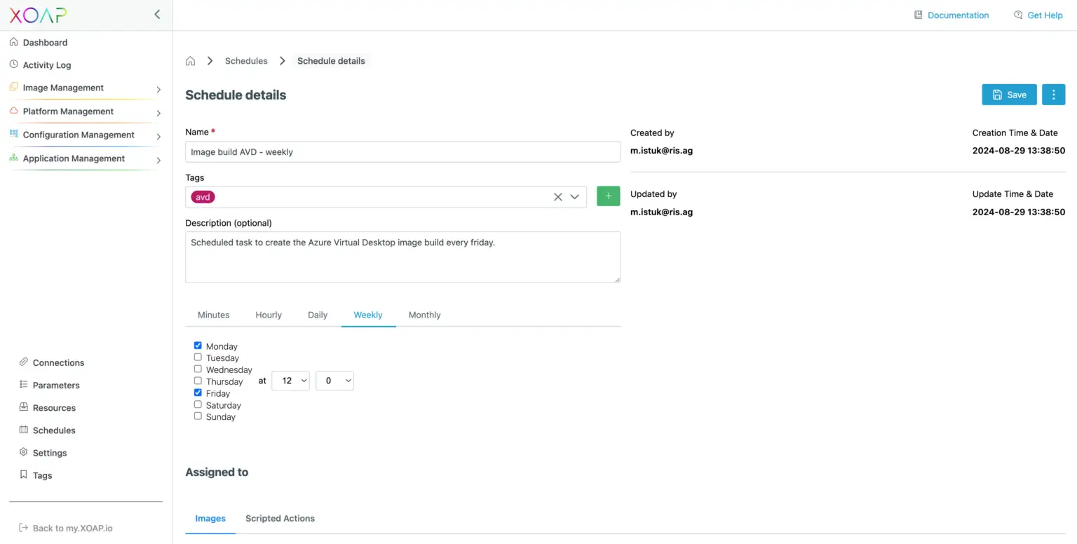 Scheduled Task in XOAP overview