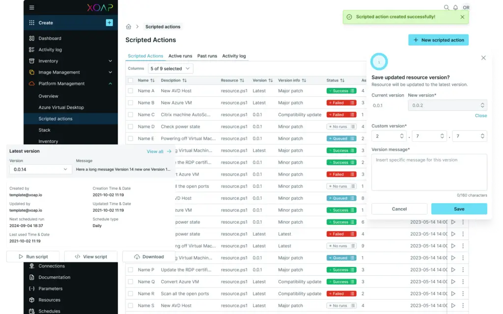 Scripted Actions in platformXO