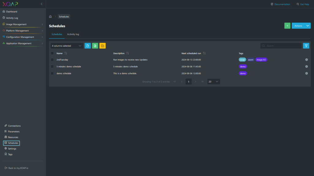 XOAP Schedules