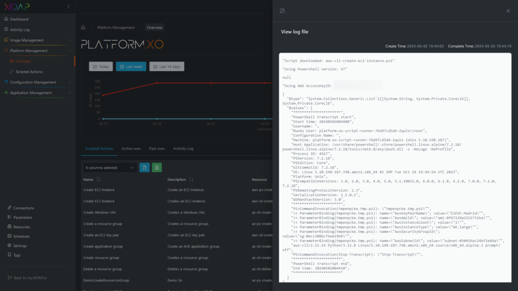 platformXO log files