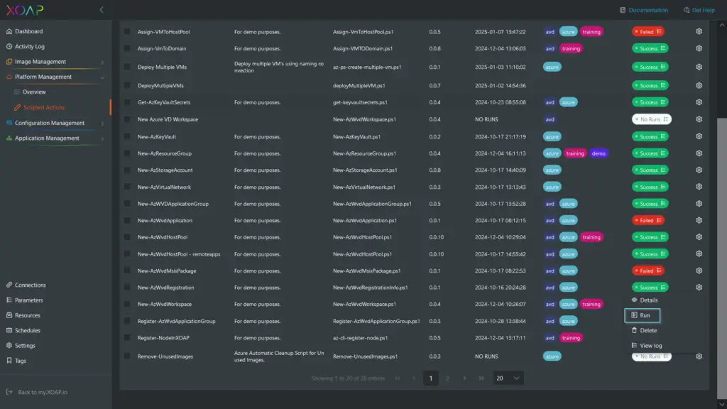 Remove unwanted Azure images in XOAP, Step 3