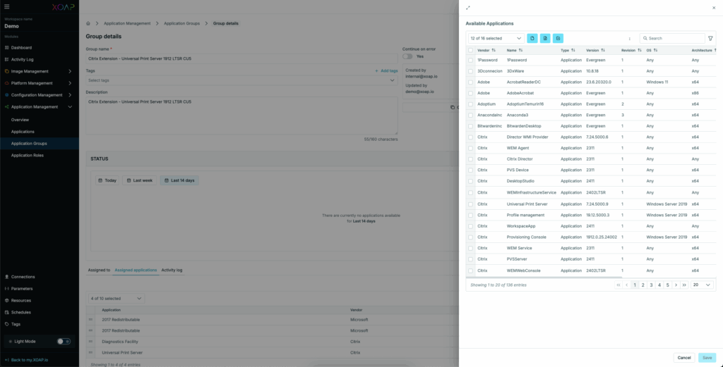 Assign additional applications to group