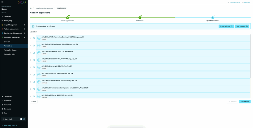 New application upload flow, step five