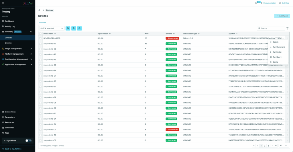 XOAP Agent devices