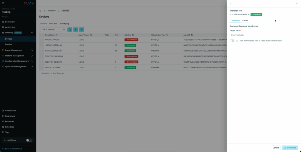 Transfer file download