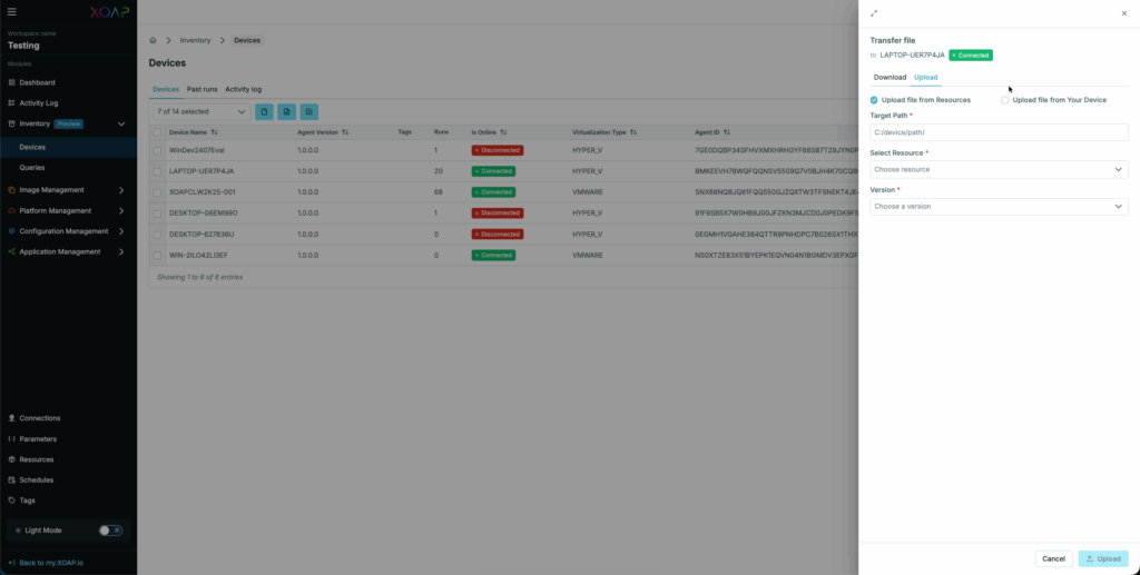Transfer file upload