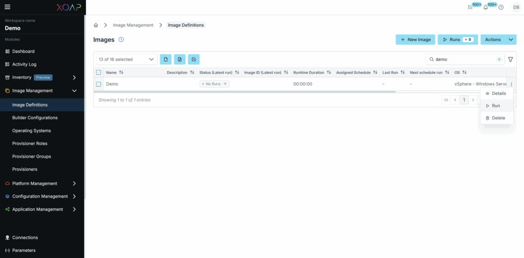 Run image definition