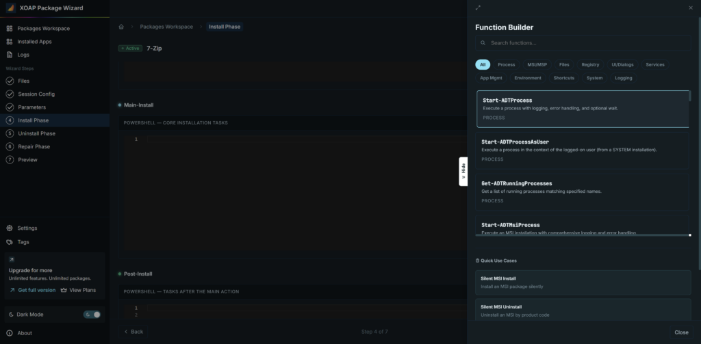 XOAP Package Wizard Function Builder